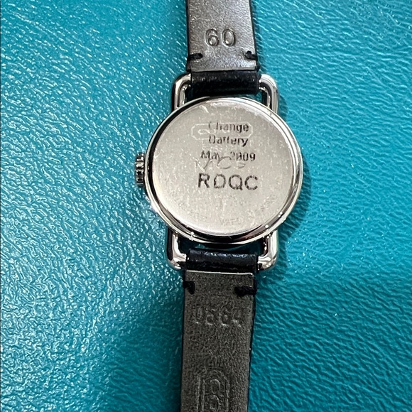 Vintage Coach Women’s Bridle Diamond Stainless Steel Watch-Black Leather Band - Picture 3 of 6